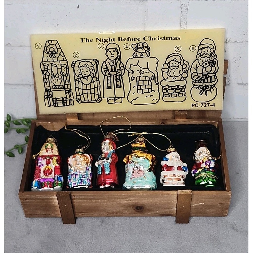 Thomas Pacconi 2004 The‎ Night Before Christmas Blown Glass Ornament Set of 6